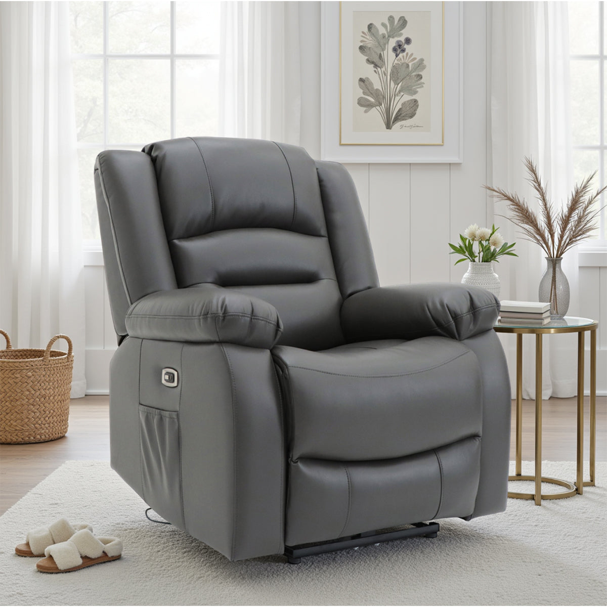 Faux Leather Armchair Electric Recliner - Alva