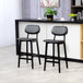 Faux Leather Bar Chairs in Set Of 2 With Wooden Frame - Velmora