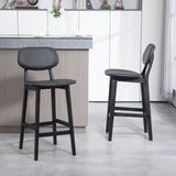 Faux Leather Bar Chairs in Set Of 2 With Wooden Frame - Velmora