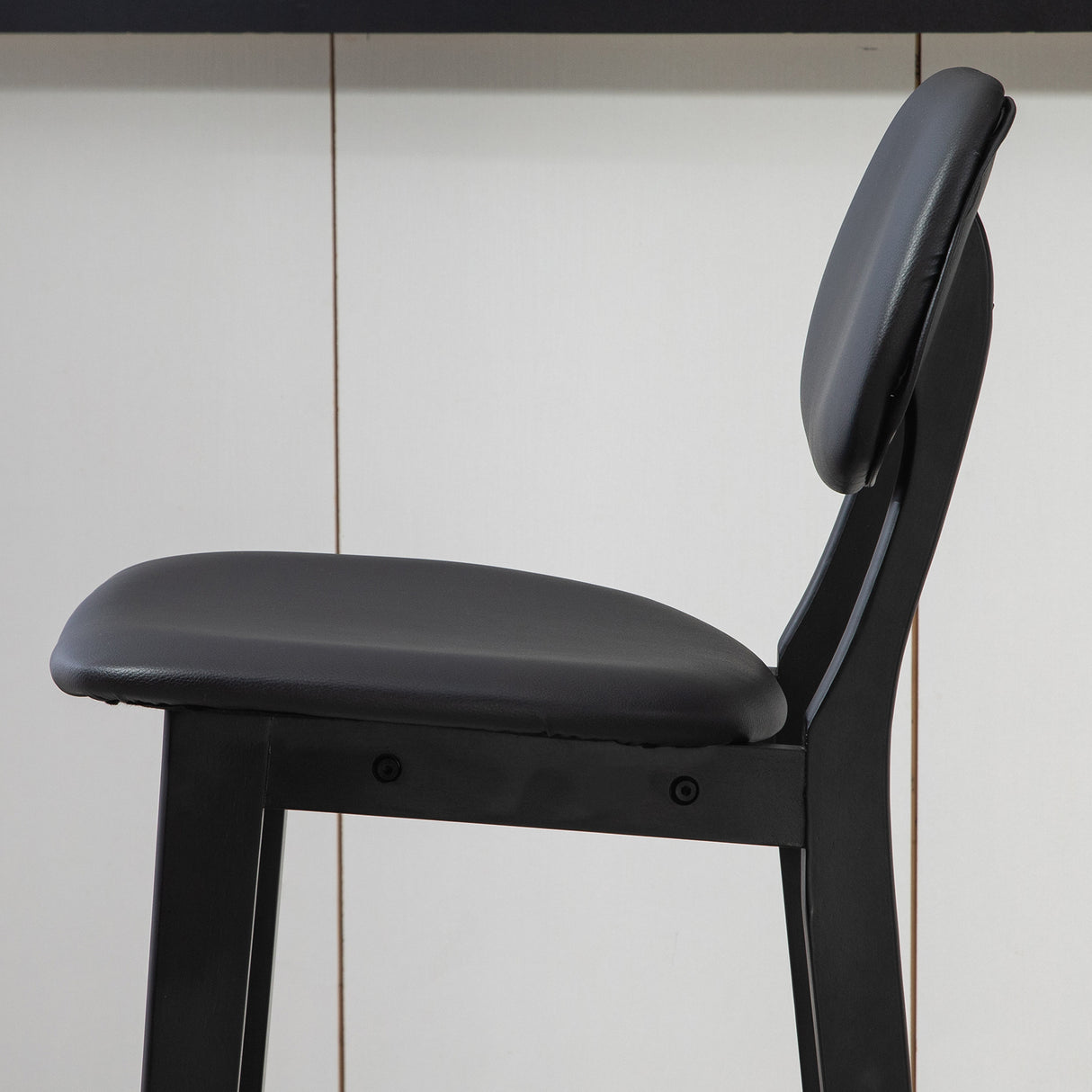 Faux Leather Bar Chairs in Set Of 2 With Wooden Frame - Velmora