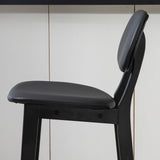 Faux Leather Bar Chairs in Set Of 2 With Wooden Frame - Velmora