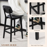 Faux Leather Bar Chairs in Set Of 2 With Wooden Frame - Velmora