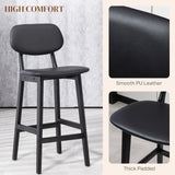 Faux Leather Bar Chairs in Set Of 2 With Wooden Frame - Velmora