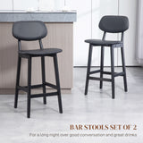 Faux Leather Bar Chairs in Set Of 2 With Wooden Frame - Velmora