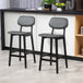 Faux Leather Bar Chairs in Set Of 2 With Wooden Frame - Velmora