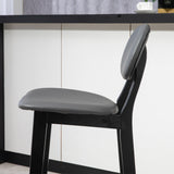 Faux Leather Bar Chairs in Set Of 2 With Wooden Frame - Velmora