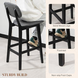 Faux Leather Bar Chairs in Set Of 2 With Wooden Frame - Velmora