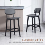 Faux Leather Bar Chairs in Set Of 2 With Wooden Frame - Velmora
