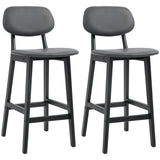 Faux Leather Bar Chairs in Set Of 2 With Wooden Frame - Velmora