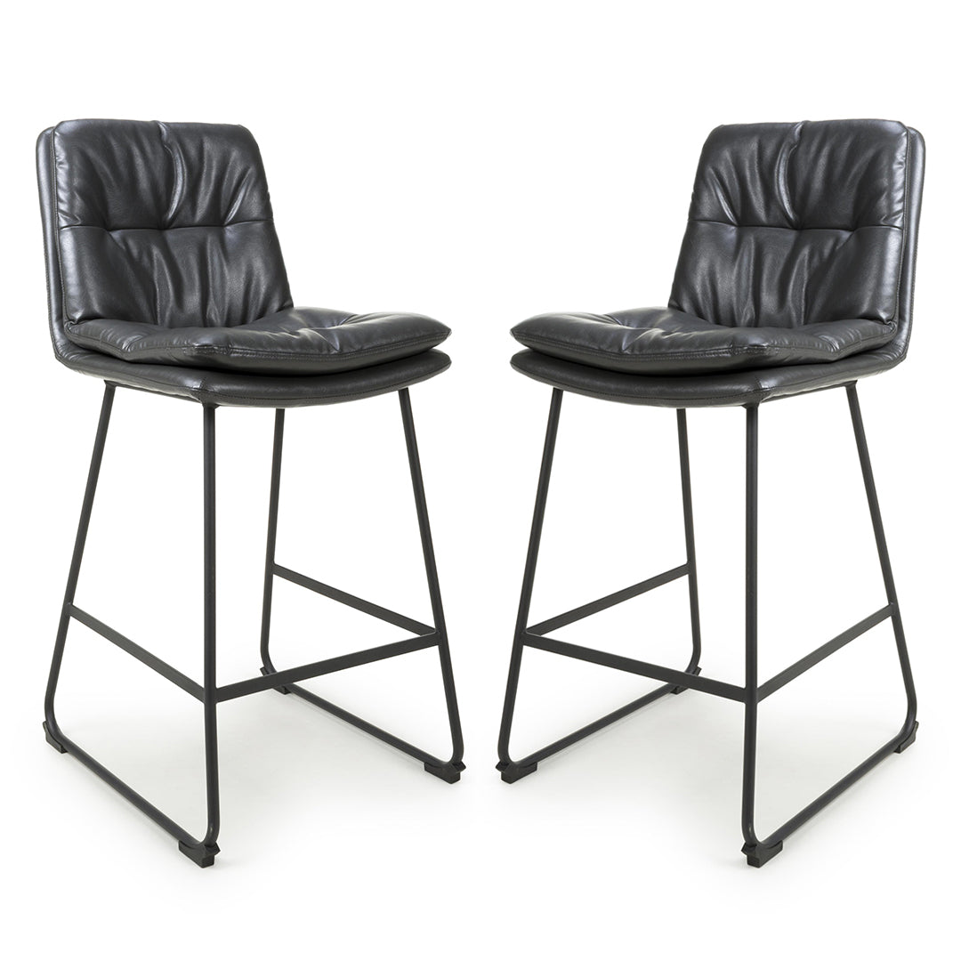 Faux Leather Bar Chairs in Set Of 2 - Argyle