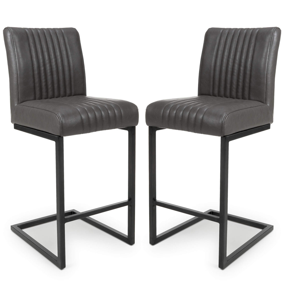 Faux Leather Bar Chairs in Set Of 2 Cantilever - Archer