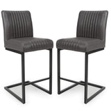 Faux Leather Bar Chairs in Set Of 2 Cantilever - Archer