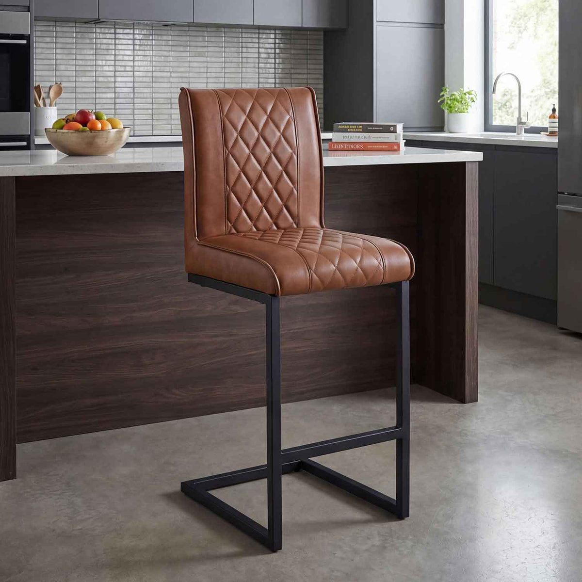 Faux Leather Bar Stool 41cm Wide - Warwick