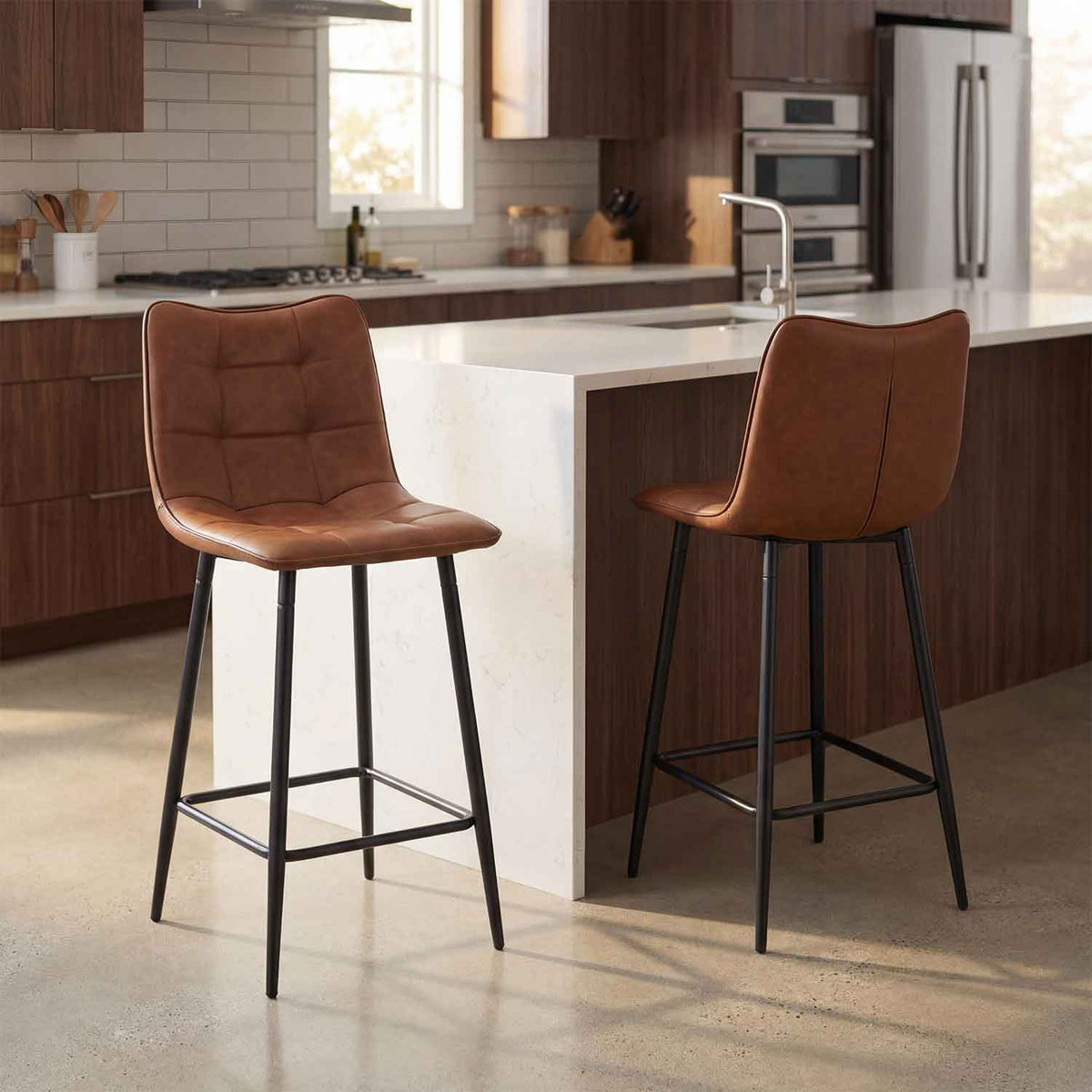 Faux Leather Bar Stool 42cm Wide - Alnwick