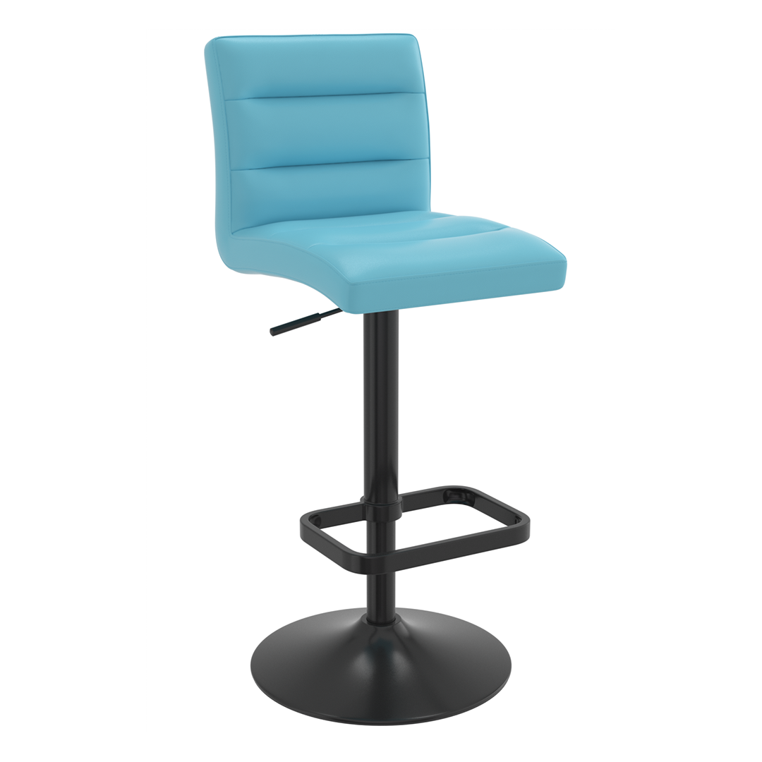 Faux Leather Bar Stool With Black Base - Dunley