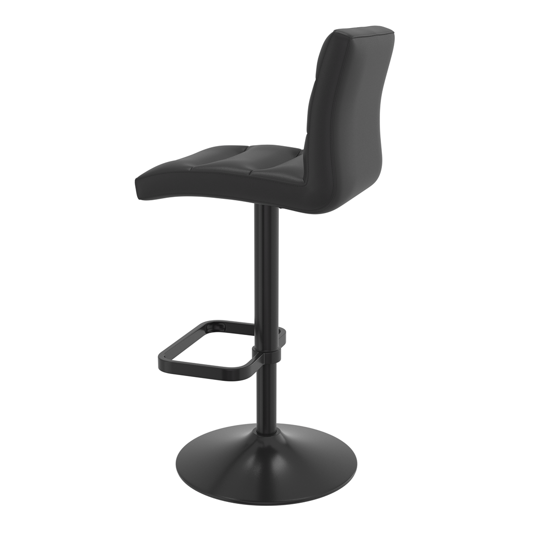 Faux Leather Bar Stool With Black Base - Dunley