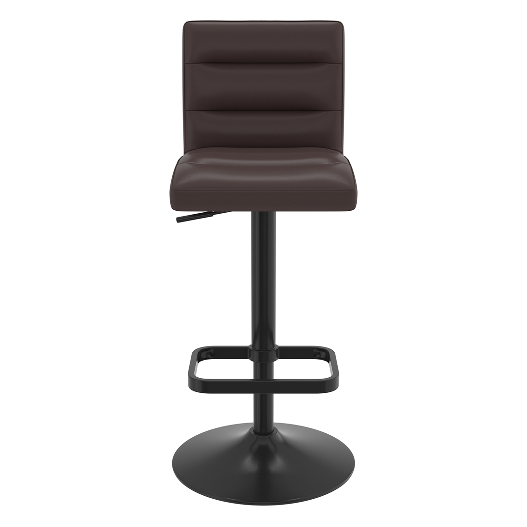 Faux Leather Bar Stool With Black Base - Dunley