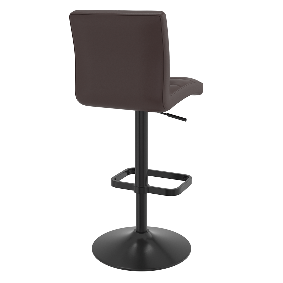 Faux Leather Bar Stool With Black Base - Dunley