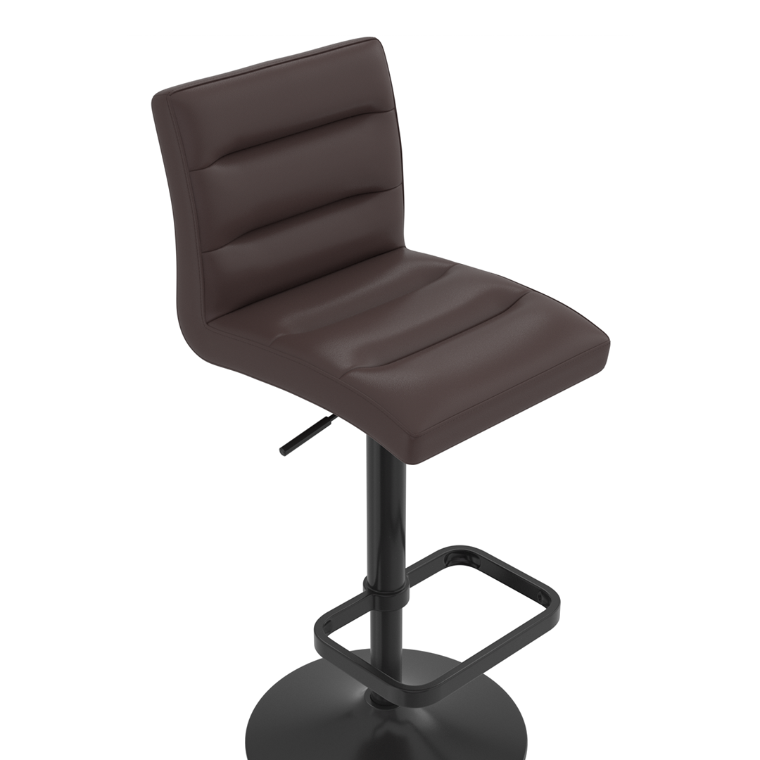 Faux Leather Bar Stool With Black Base - Dunley