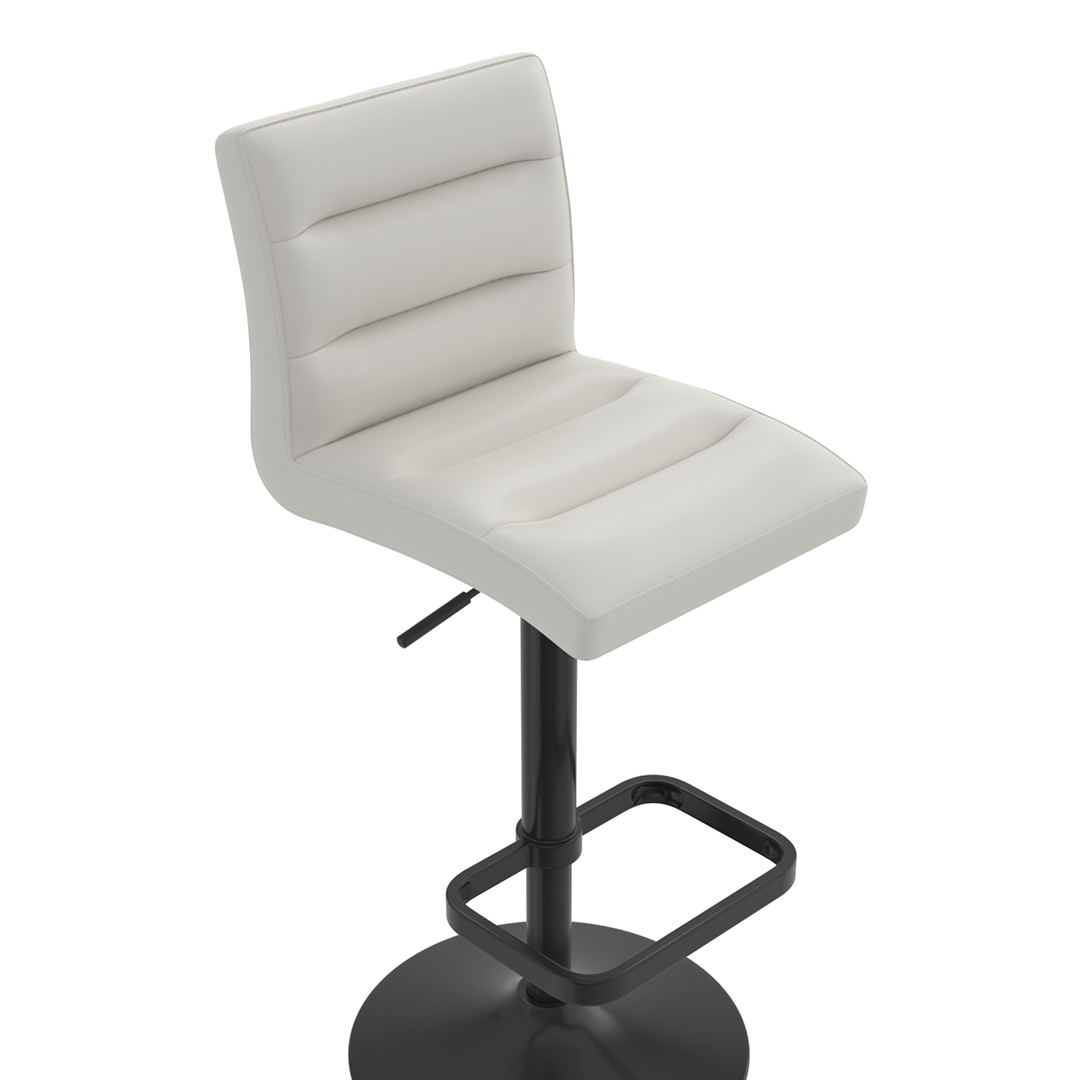 Faux Leather Bar Stool With Black Base - Dunley