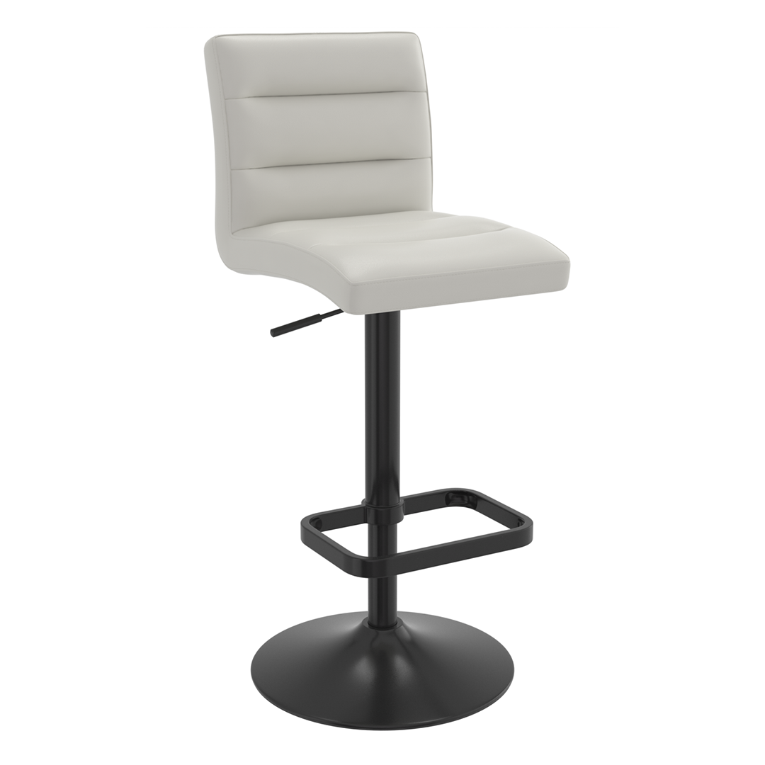 Faux Leather Bar Stool With Black Base - Dunley