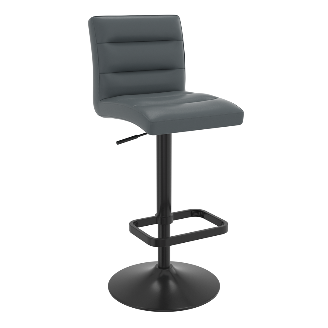 Faux Leather Bar Stool With Black Base - Dunley