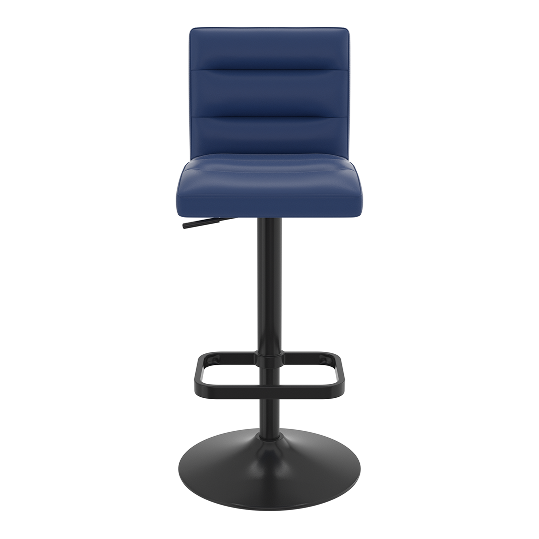 Faux Leather Bar Stool With Black Base - Dunley