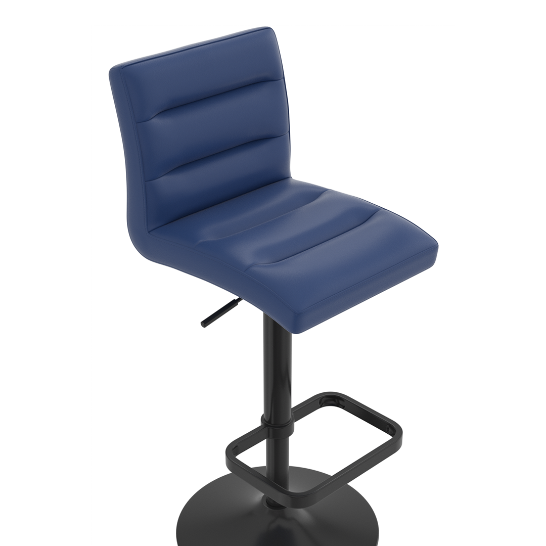 Faux Leather Bar Stool With Black Base - Dunley