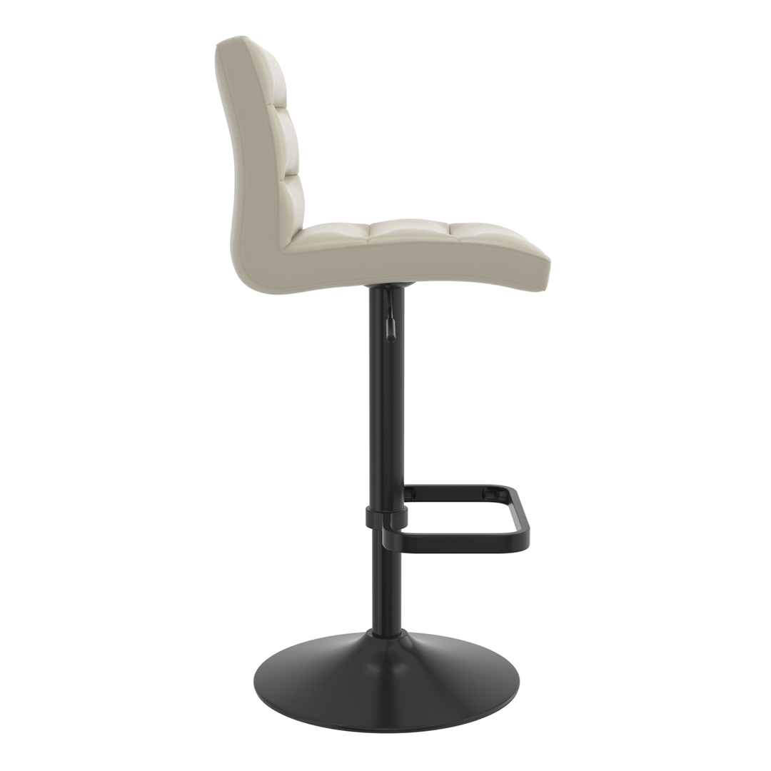 Faux Leather Bar Stool With Black Base - Dunley