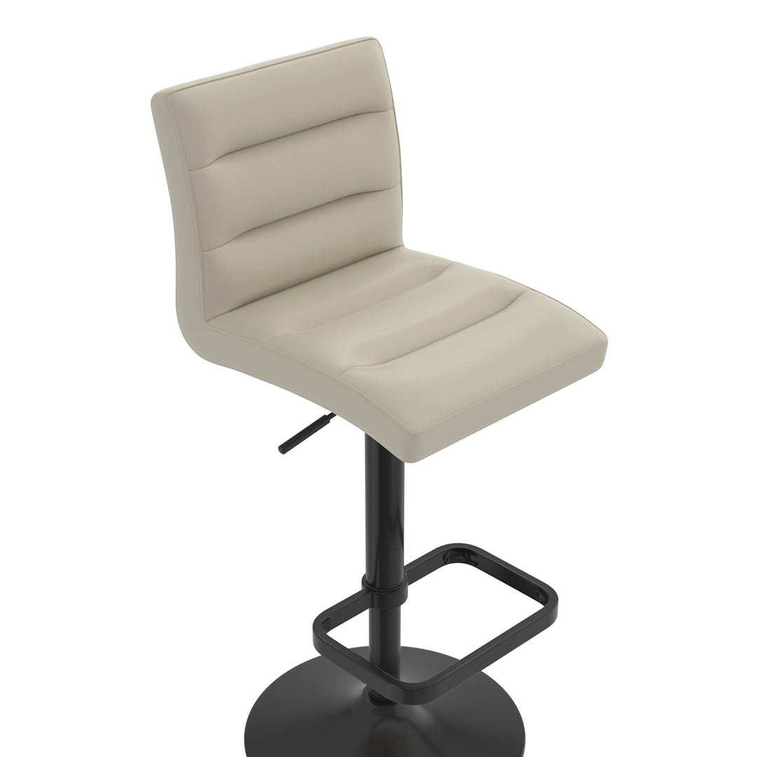 Faux Leather Bar Stool With Black Base - Dunley