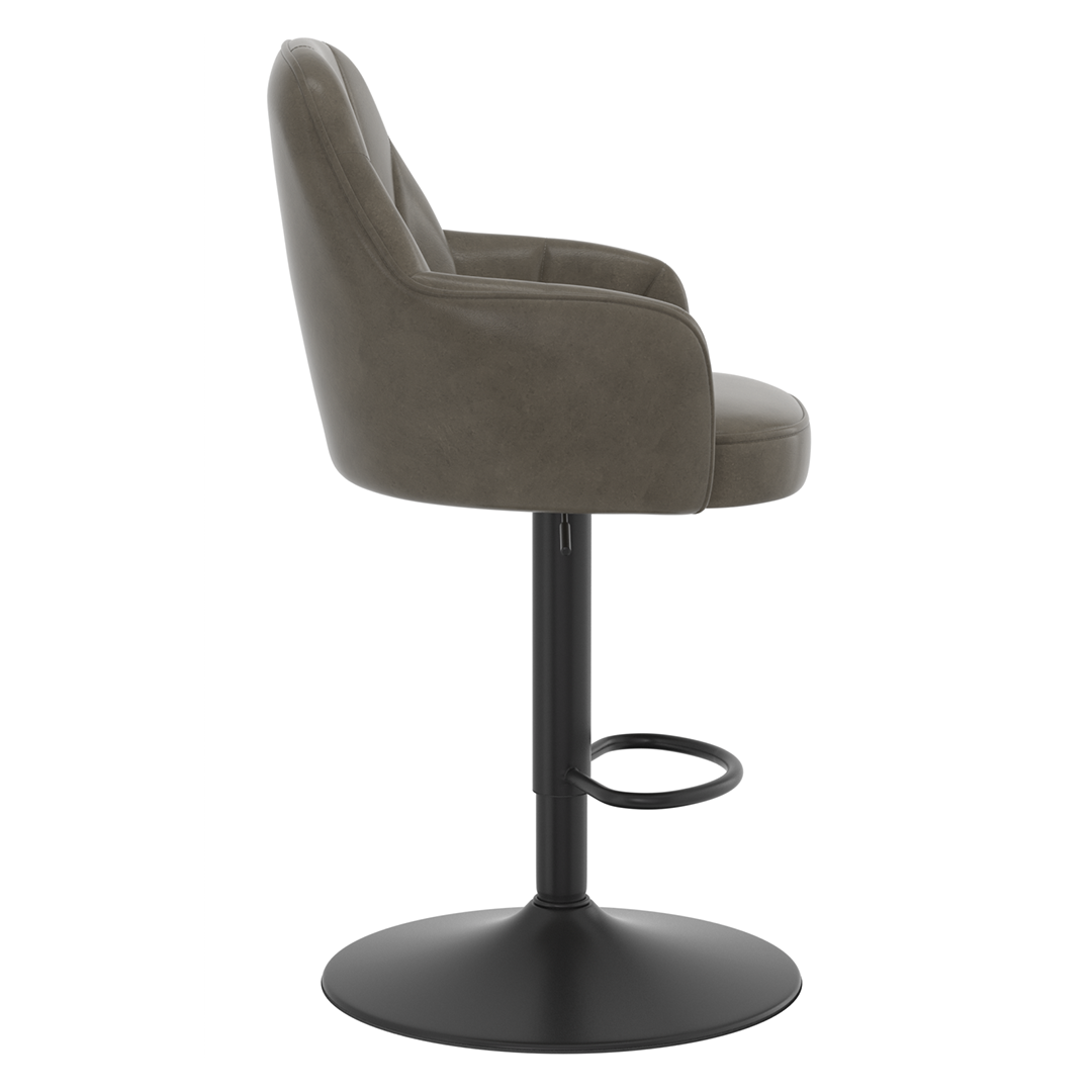 Faux Leather Bar Stool With Black Base - Orton