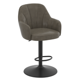 Faux Leather Bar Stool With Black Base - Orton