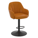 Faux Leather Bar Stool With Black Base - Orton