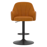 Faux Leather Bar Stool With Black Base - Orton