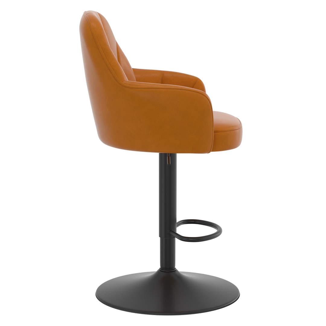 Faux Leather Bar Stool With Black Base - Orton