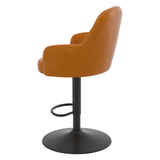 Faux Leather Bar Stool With Black Base - Orton