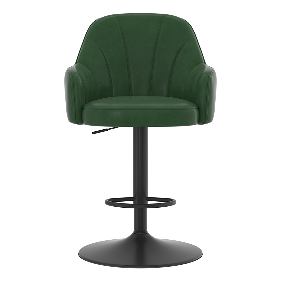 Faux Leather Bar Stool With Black Base - Orton