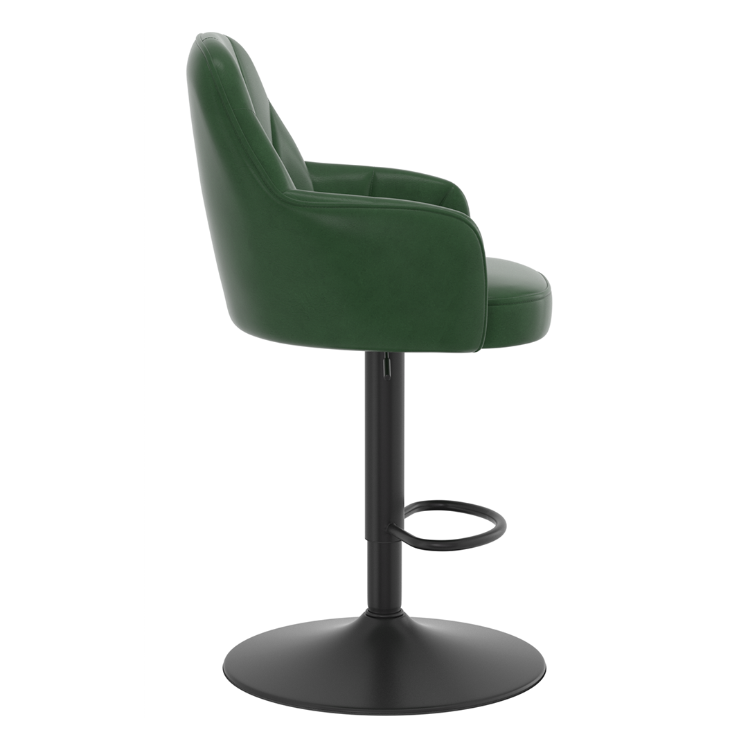 Faux Leather Bar Stool With Black Base - Orton