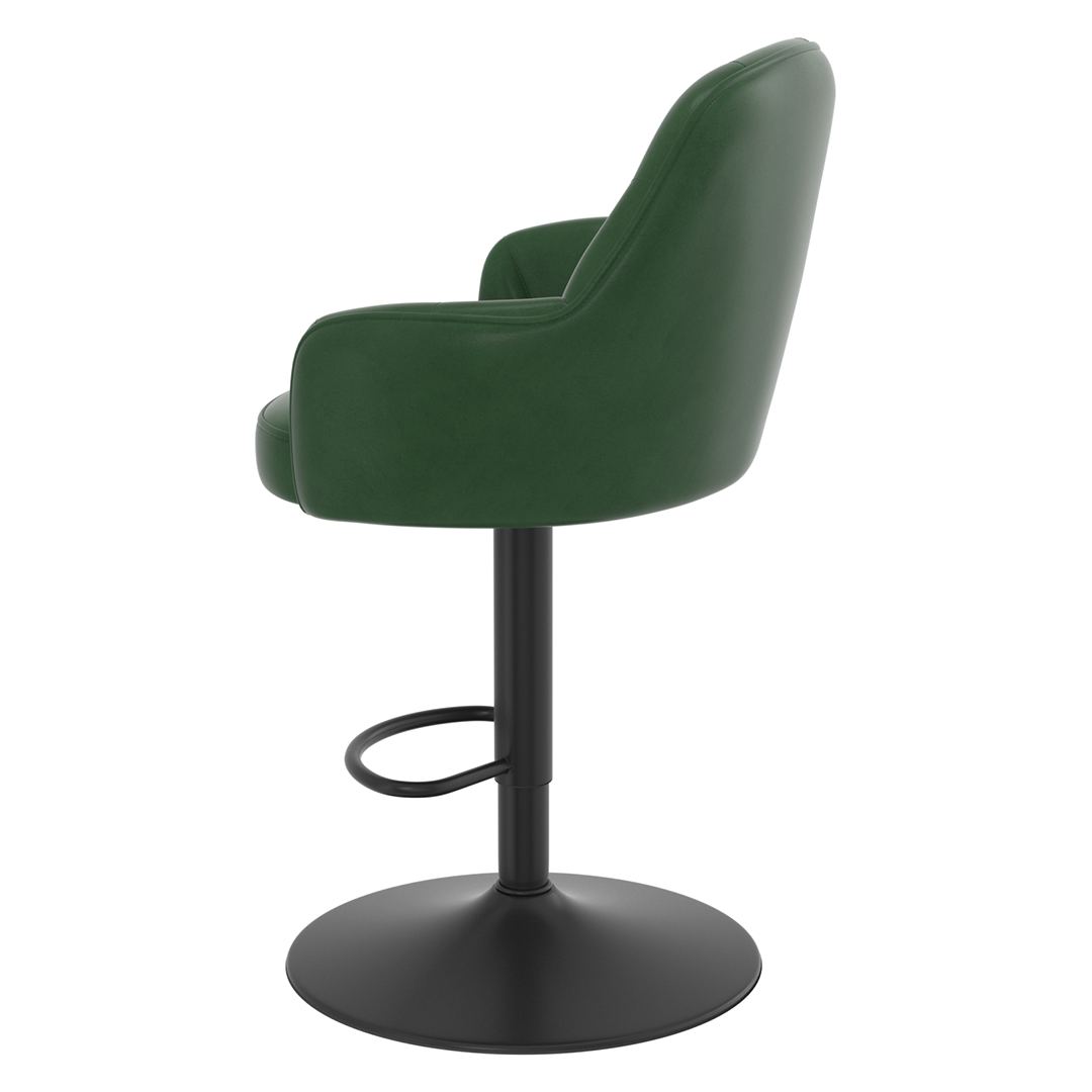 Faux Leather Bar Stool With Black Base - Orton
