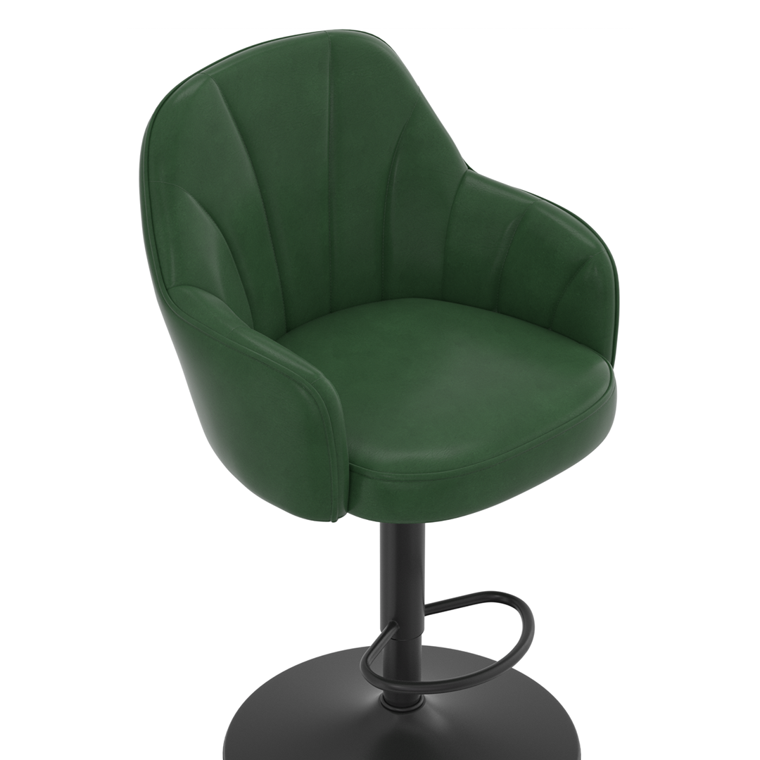 Faux Leather Bar Stool With Black Base - Orton