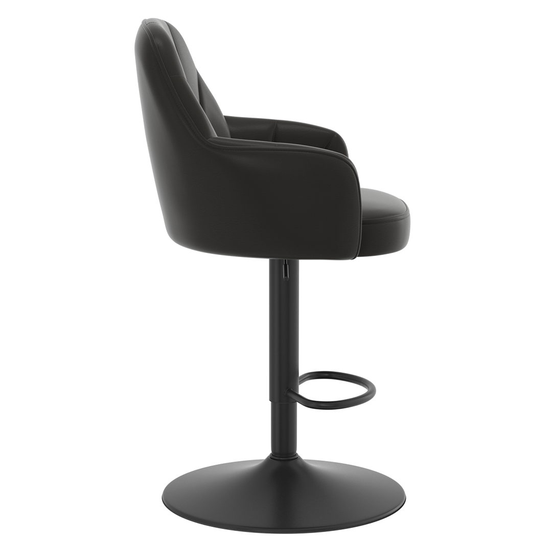 Faux Leather Bar Stool With Black Base - Orton