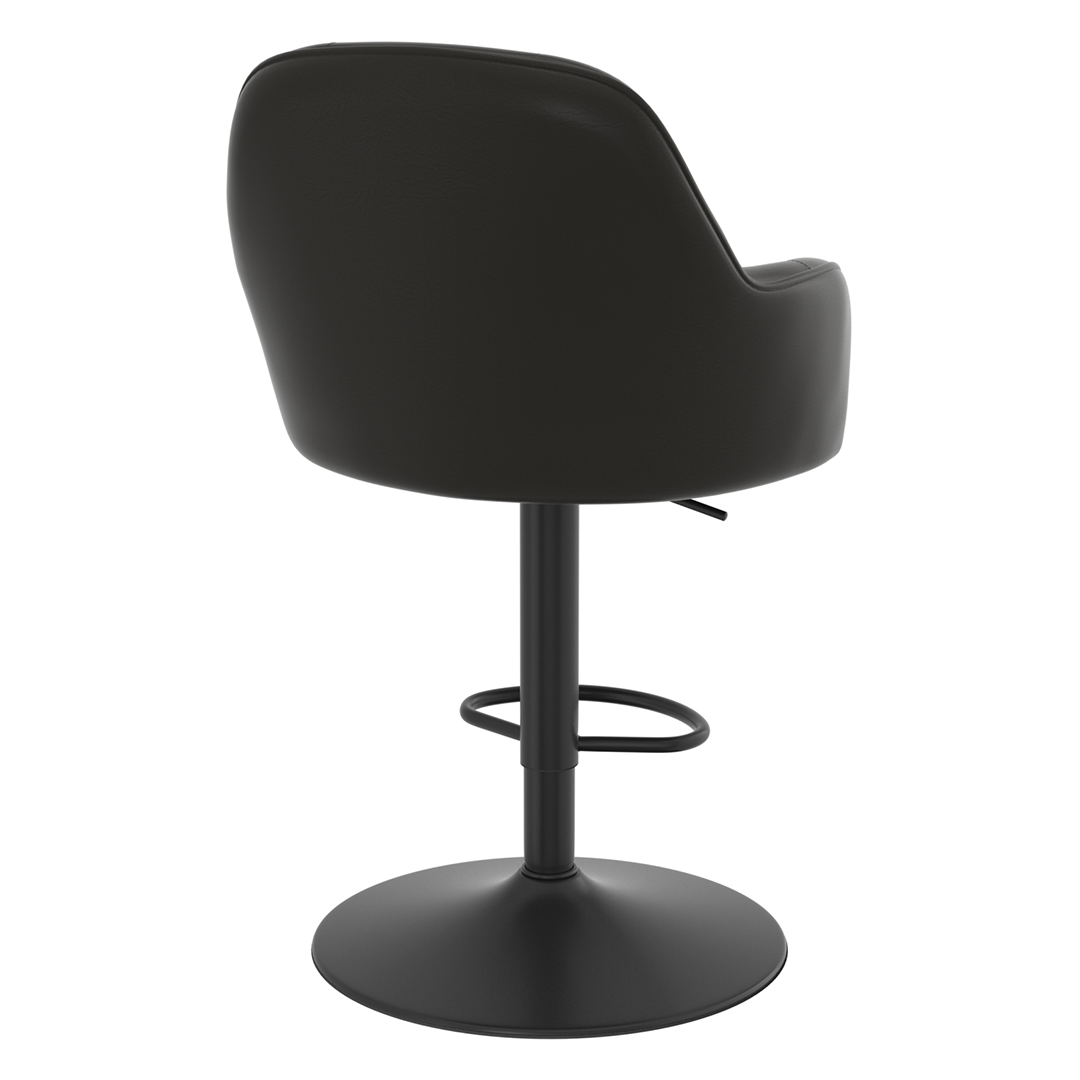 Faux Leather Bar Stool With Black Base - Orton