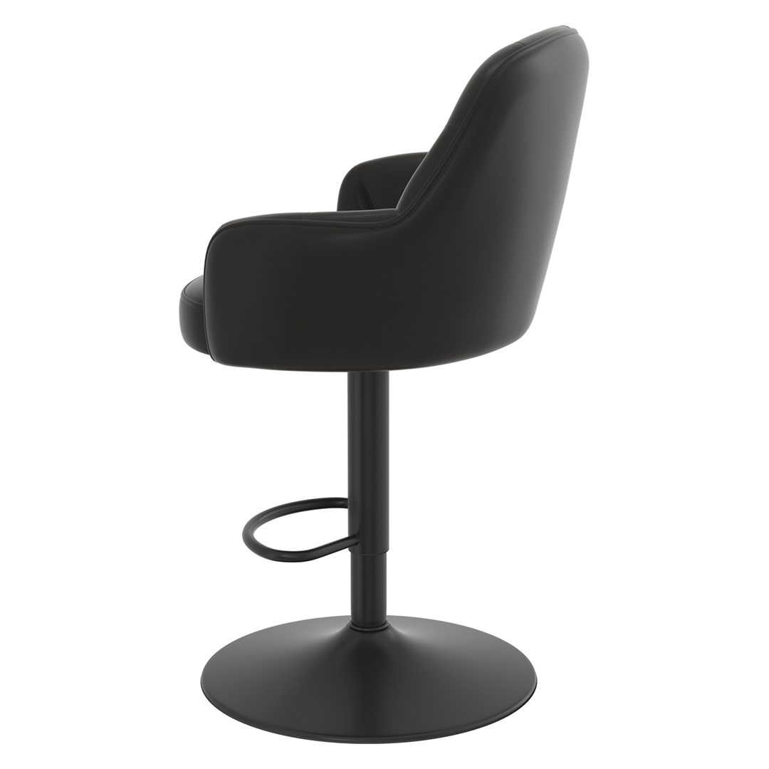 Faux Leather Bar Stool With Black Base - Orton