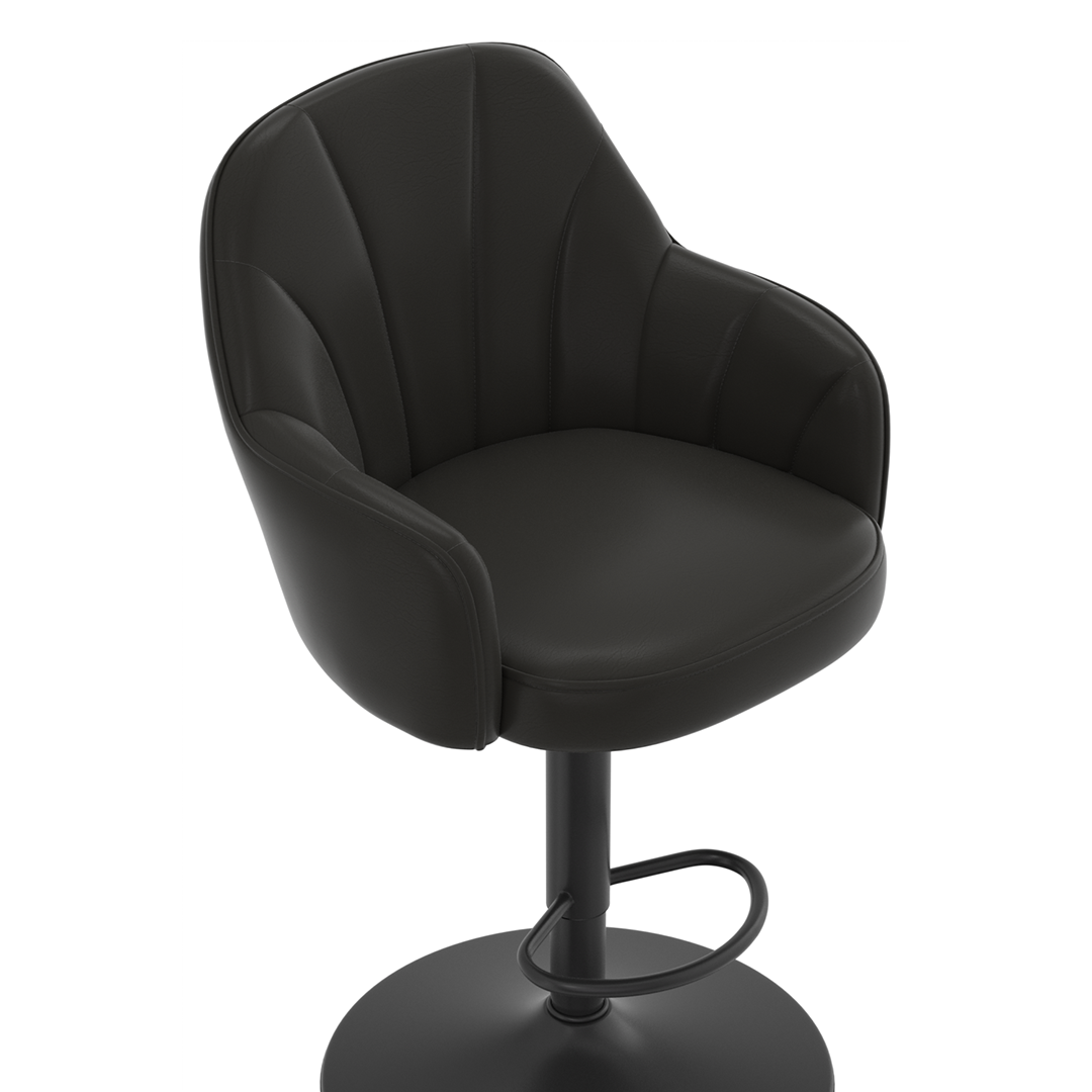 Faux Leather Bar Stool With Black Base - Orton
