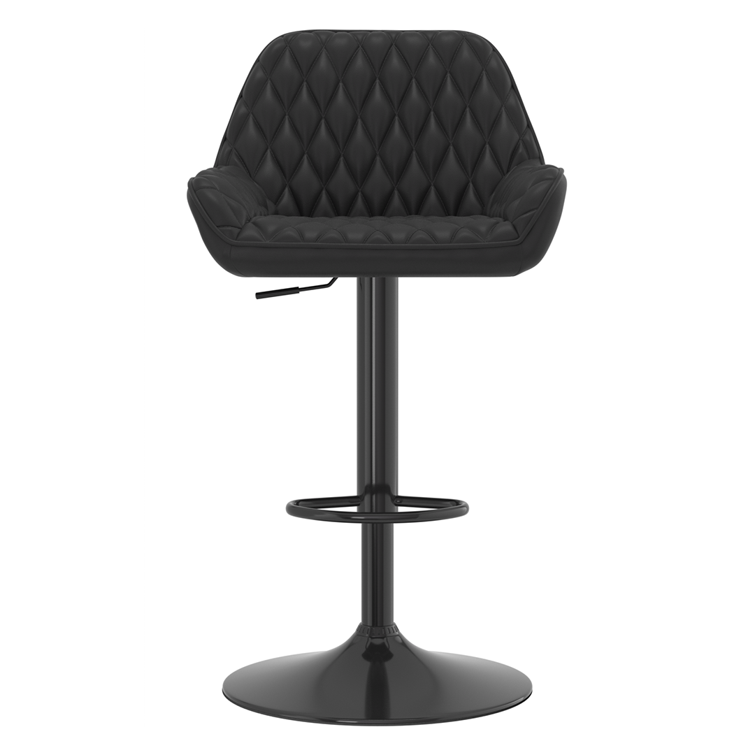 Faux Leather Bar Stool With Black Base - Saxby