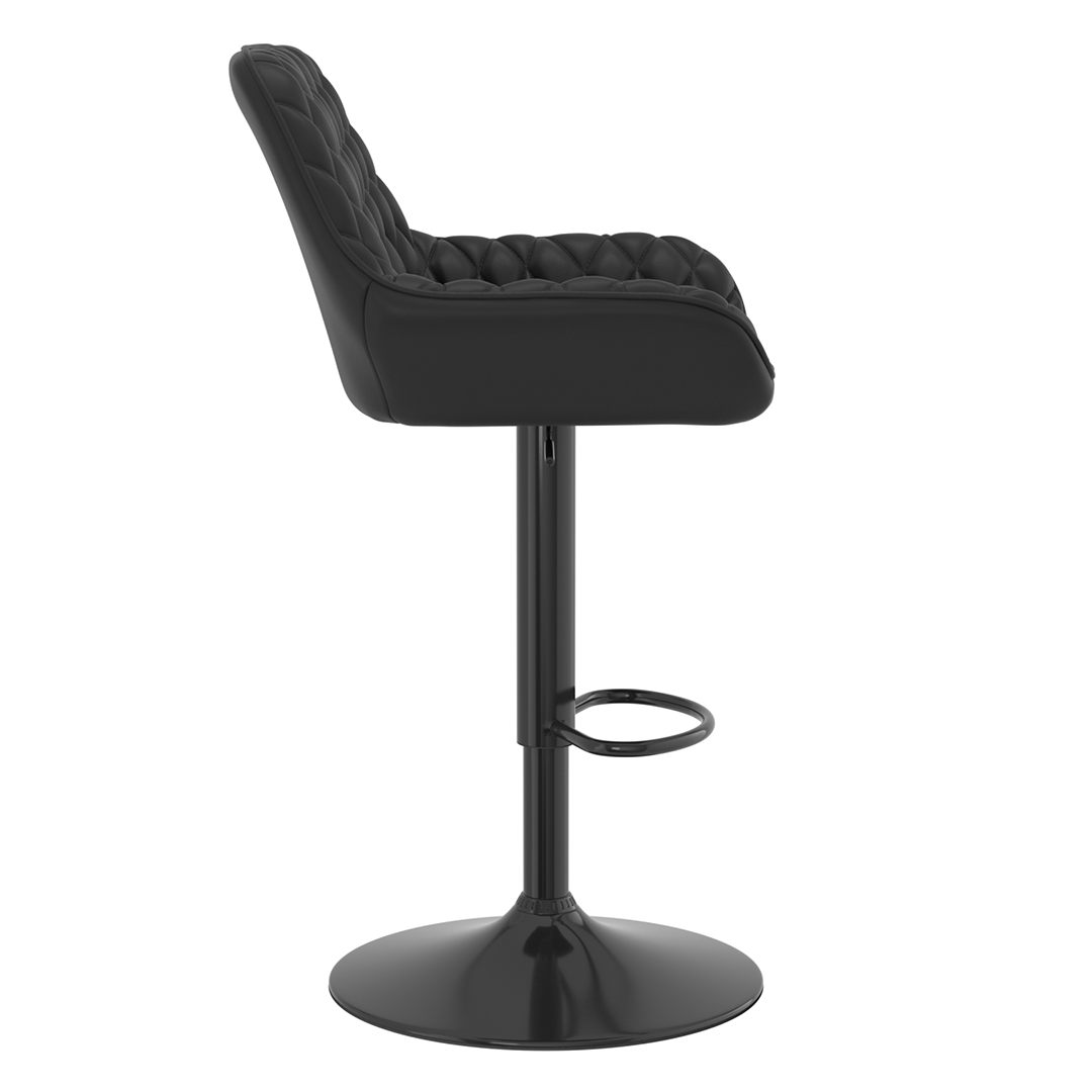 Faux Leather Bar Stool With Black Base - Saxby