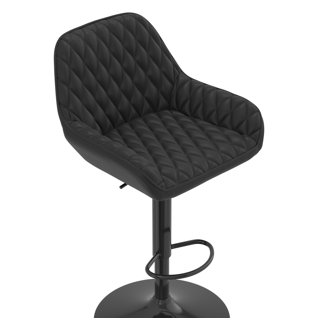 Faux Leather Bar Stool With Black Base - Saxby