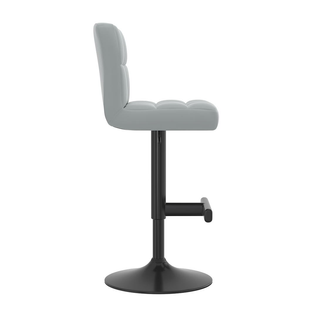 Faux Leather Bar Stool With Black Metal Pedestal Base - Goldcrest