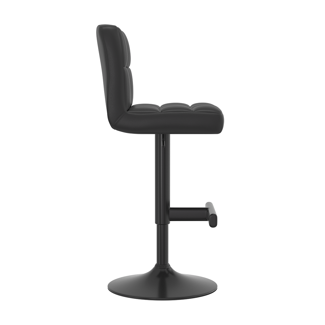Faux Leather Bar Stool With Black Metal Pedestal Base - Goldcrest
