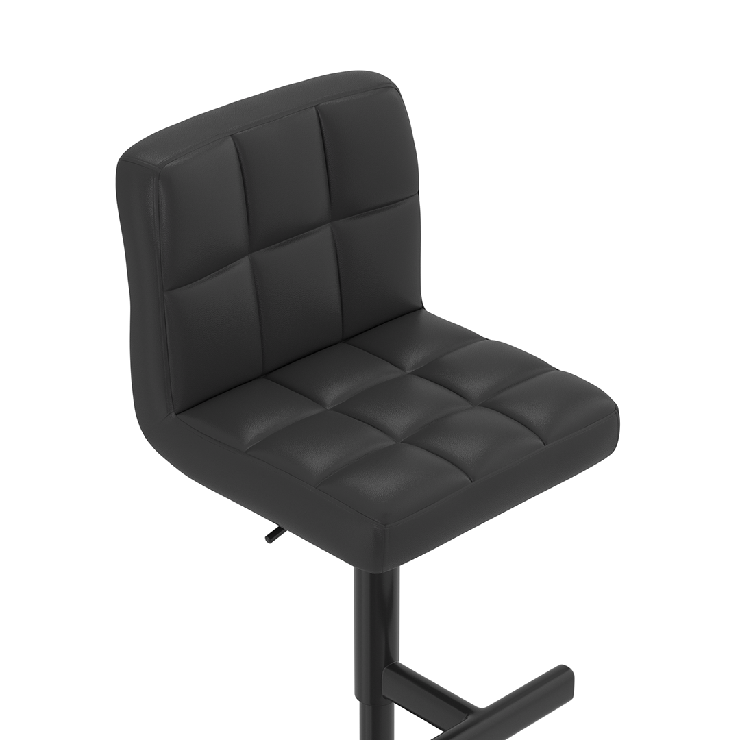 Faux Leather Bar Stool With Black Metal Pedestal Base - Goldcrest